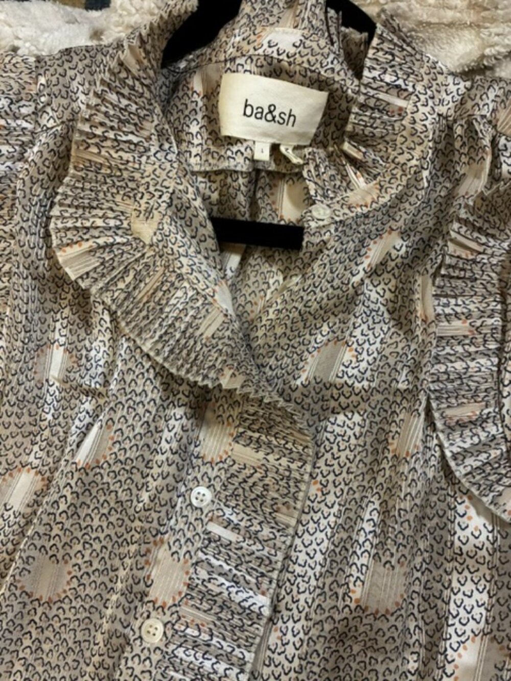 Ba&sh Pleated Gold Pattern Ruffle Midi Dress -Original $485!
